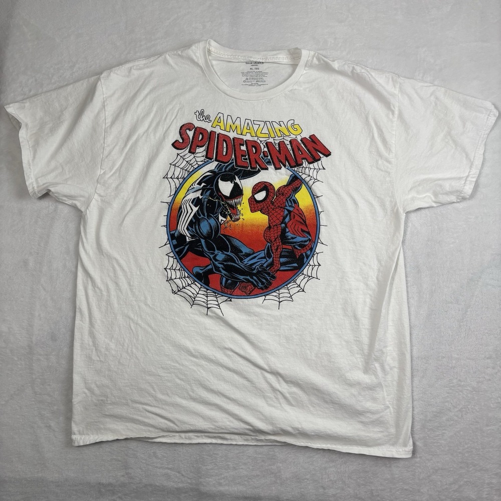 Marvel Spider-Man Venom White Short Sleeve Graphic Shirt Men's XL